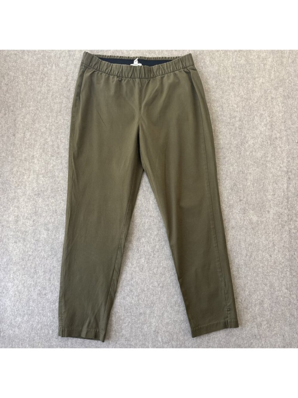 Eileen Fisher Organic Cotton Twill Tapered Ankle Pant Womens S Olive Pull On